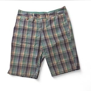 Bass Flat Front Green and Blue Shorts